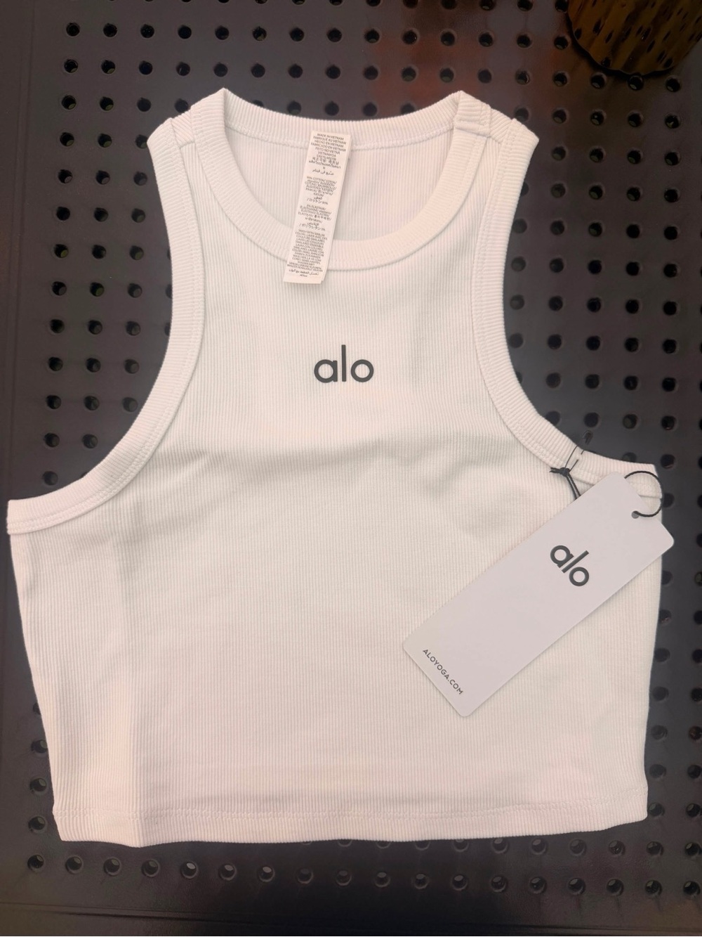 ALO Yoga Women White Ribbed Crop Tank new with tag si… - Gem